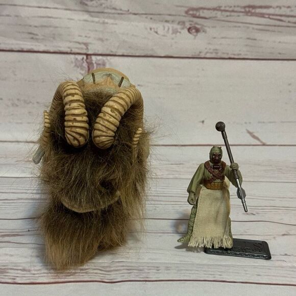 1998 Star Wars Power of the Force Bantha with Tusken Raider & Gaffi Stick Hasbro - Picture 7 of 11